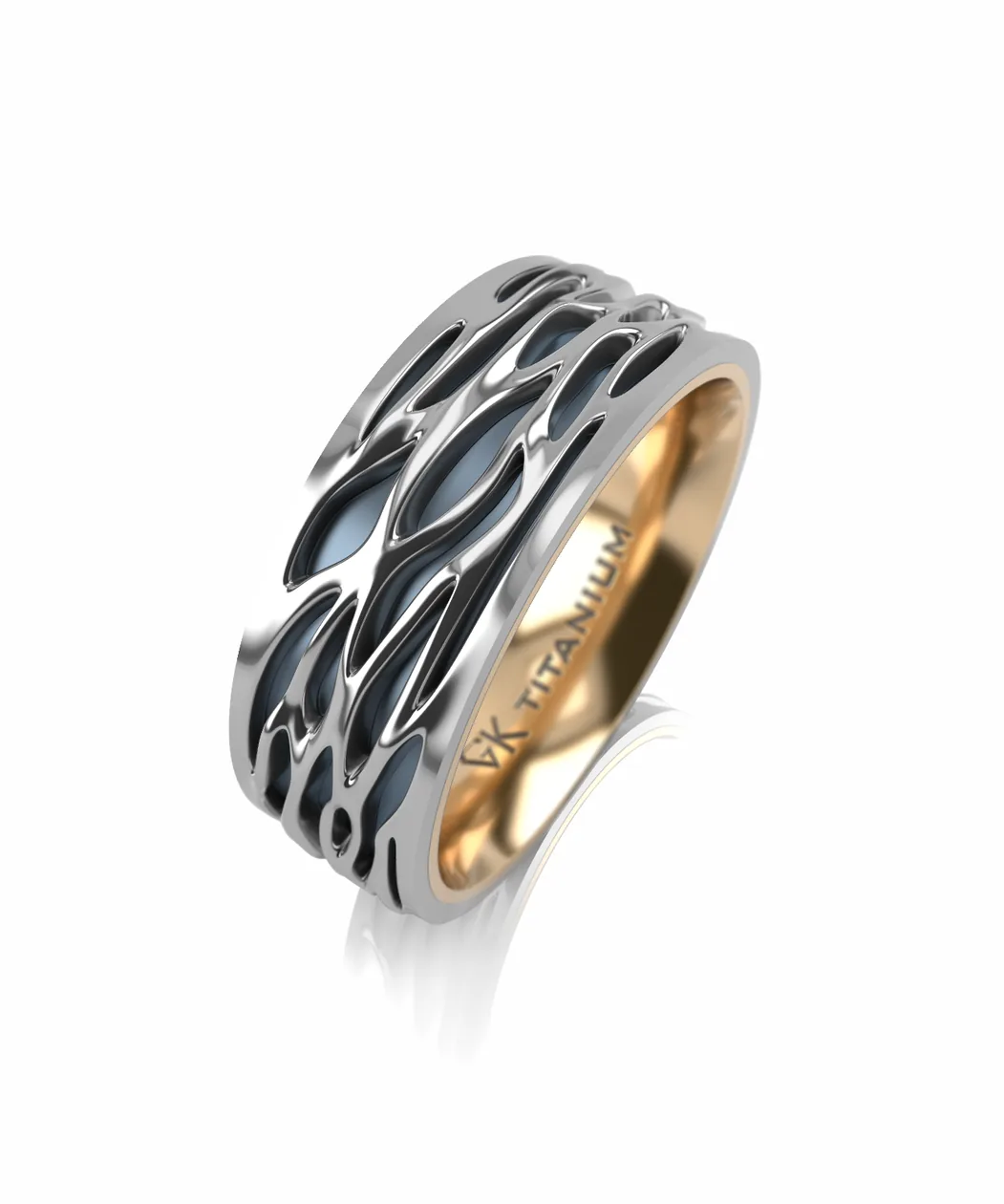 Titan ring with silver overlay