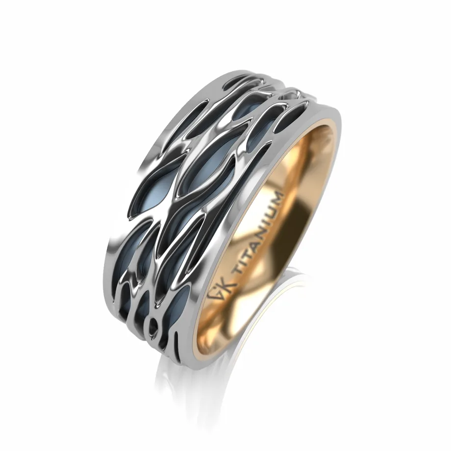 Titan ring with silver overlay