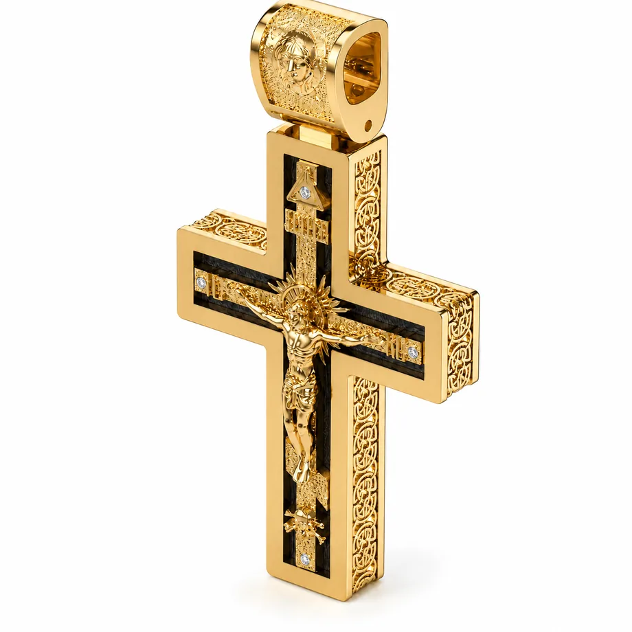 Gold Cross with Black Wood Inlay